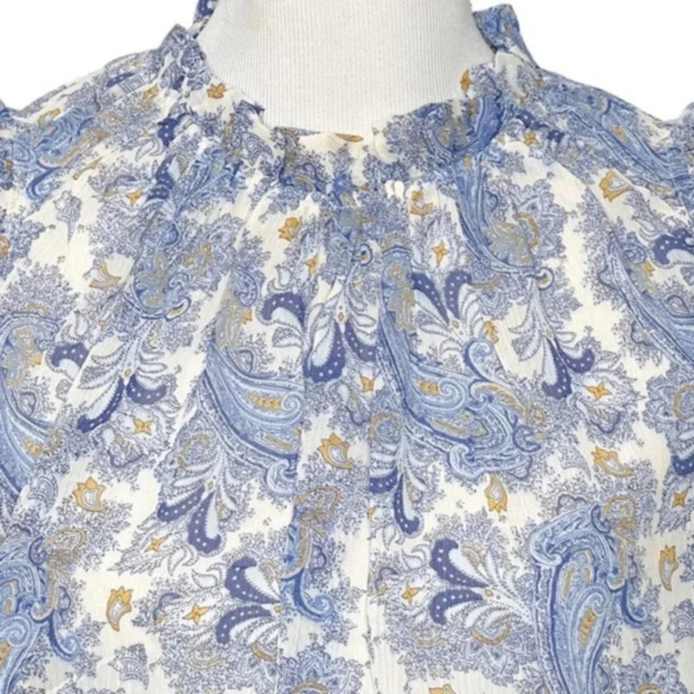 Maison‎ D'Amelie Paisley Sleeveless Ruffle Blouse Top Size Large